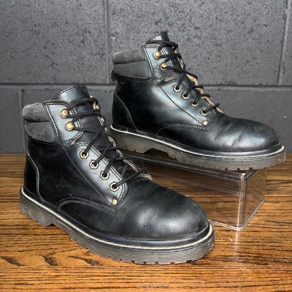 Vintage Candies Y2K Chunky Combat Boots Black Leather Platform Grunge Women’s 10